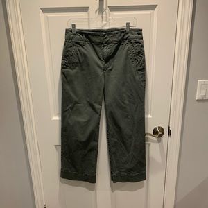 Loft Green Wide Leg Cropped Pants